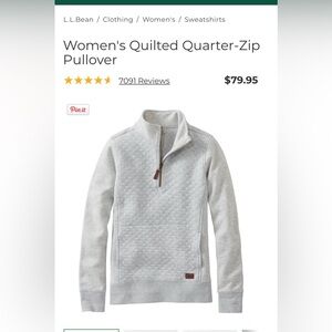 L.L. Bean Women's Gray Quilted Pullover